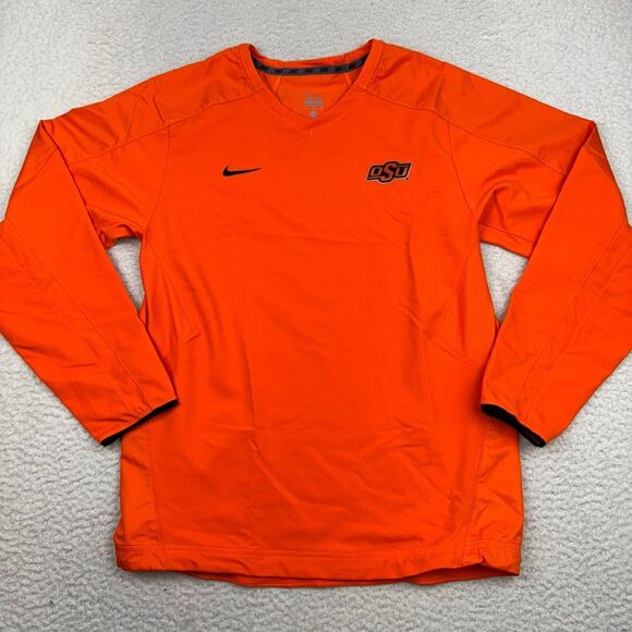 OSU Cowboys‎ Jacket Men's Small Orange V-Neck Pullover Long Sleeve Nike - Picture 1 of 9